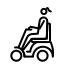 woman in motorized wheelchair, dark skin tone